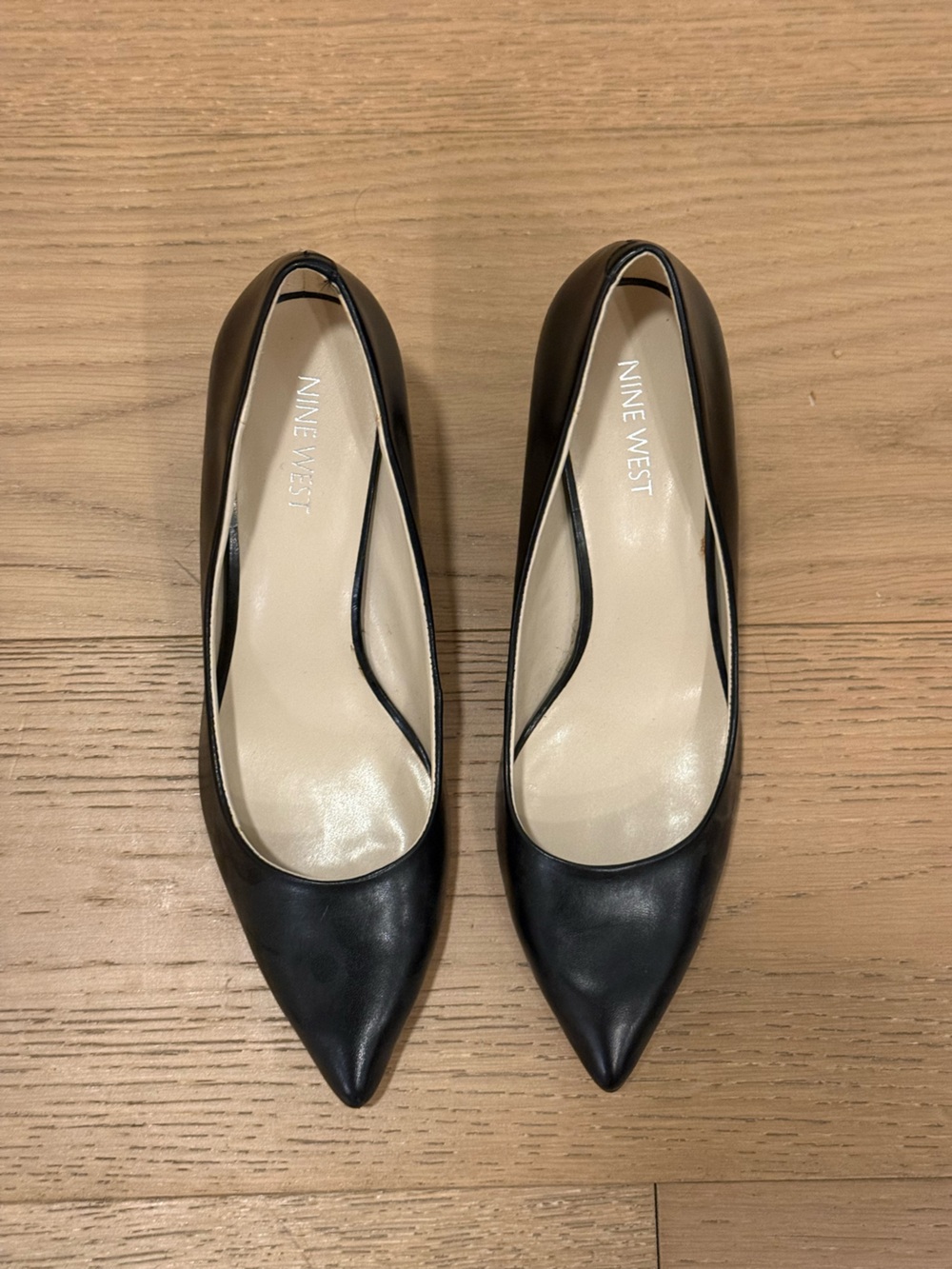 Nine West Black Pointed Leather Heels